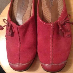 Red suede casual flats